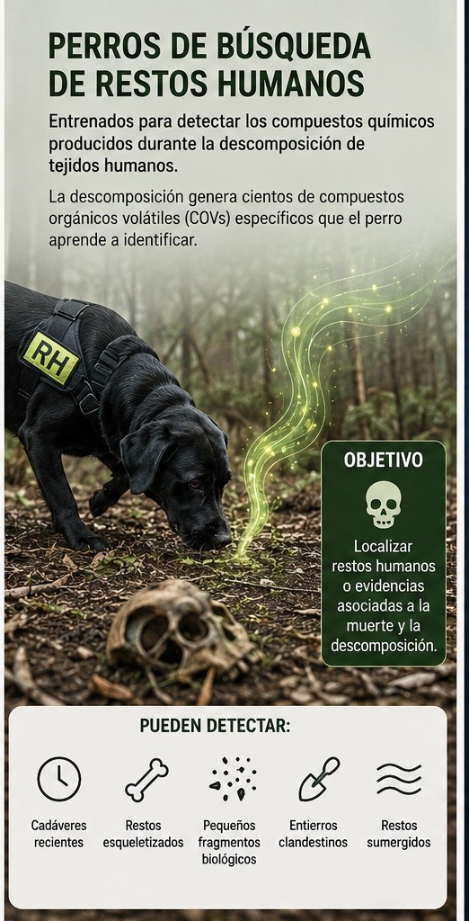 Perros de búsqueda de personas vs. perros de búsqueda de restos humanos: dos especialidades diferentes basadas en el olor humano