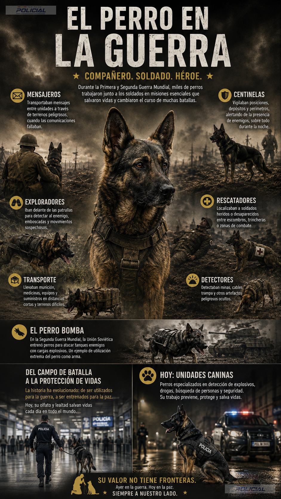 El perro en la guerra: mucho más que un compañero de combate