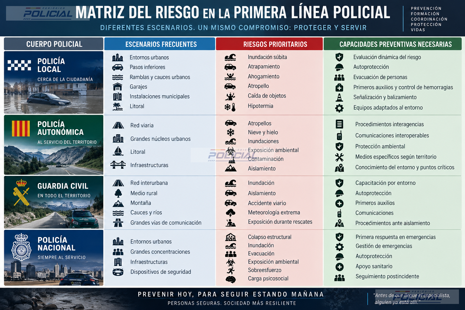 Atrapados en la «Hora de Oro» La brecha formativa, legal y material que expone a la Policía en las catástrofes. Cuando la emergencia llega antes que los especialistas