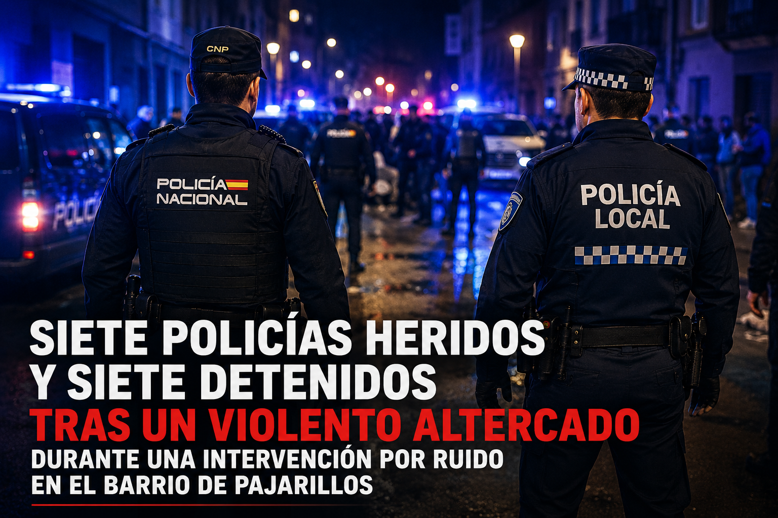 Siete policías heridos y siete detenidos tras un violento altercado durante una intervención por ruidos en el barrio de Pajarillos