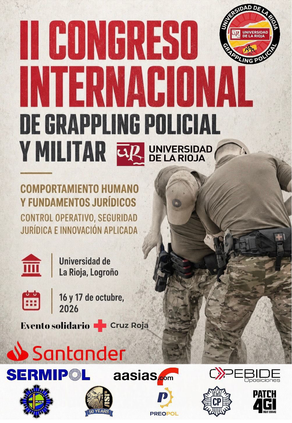 La Universidad de La Rioja acogerá el II Congreso Internacional de Grappling Policial y Militar con expertos en comportamiento humano y seguridad operativa
