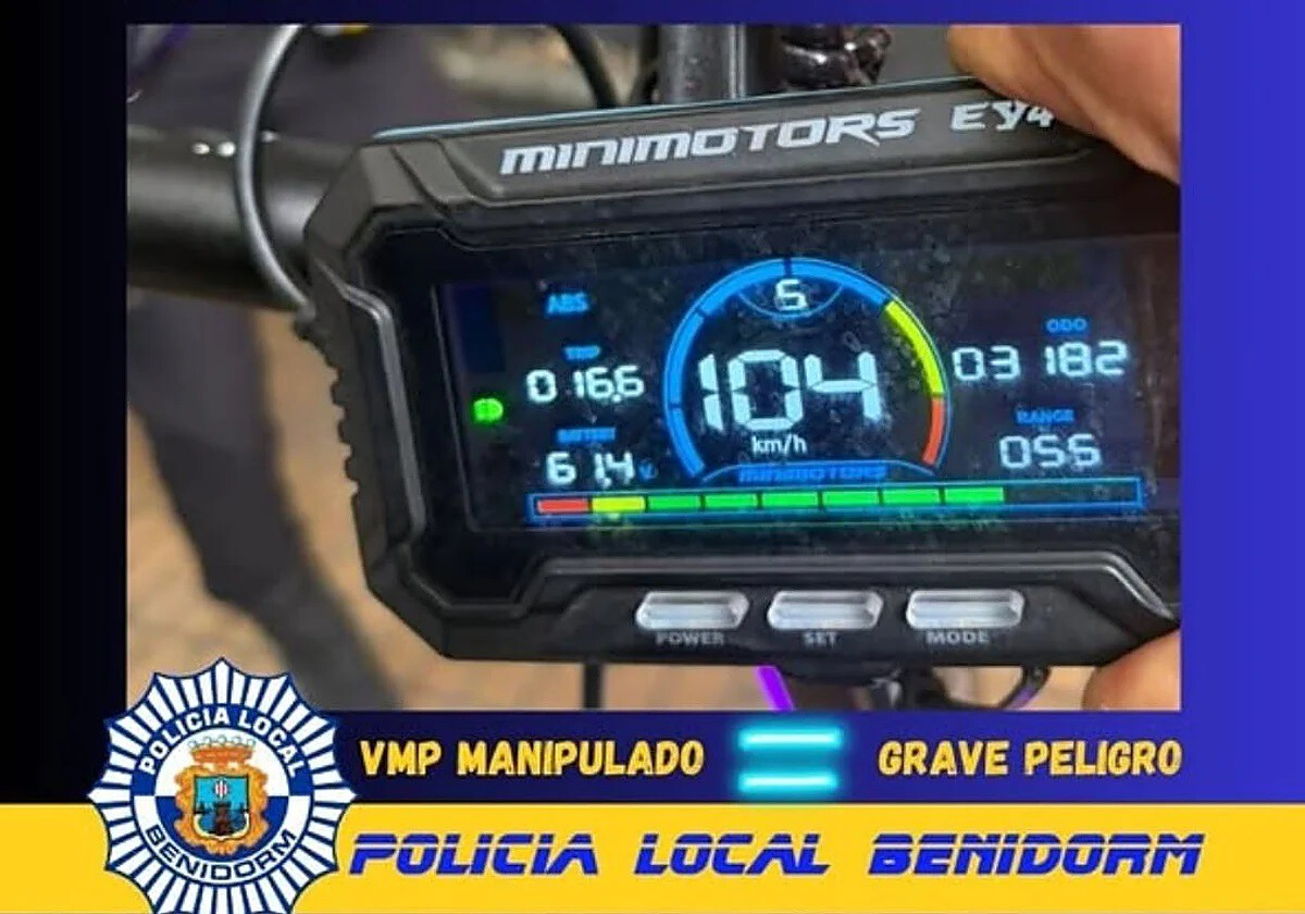 Interceptado en Benidorm un patinete eléctrico modificado que alcanzó los 104 km/h tras una persecución policial