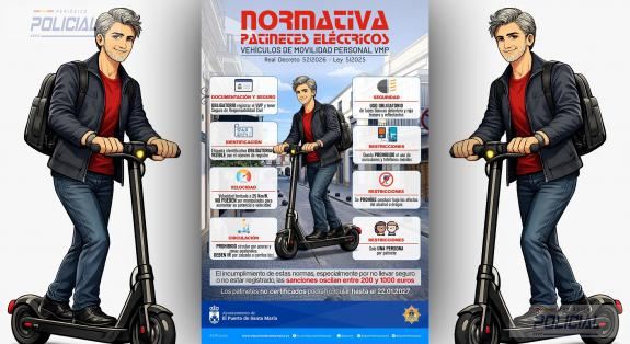 La Policía Local de El Puerto inicia una campaña para informar sobre la nueva normativa de los patinetes eléctricos
