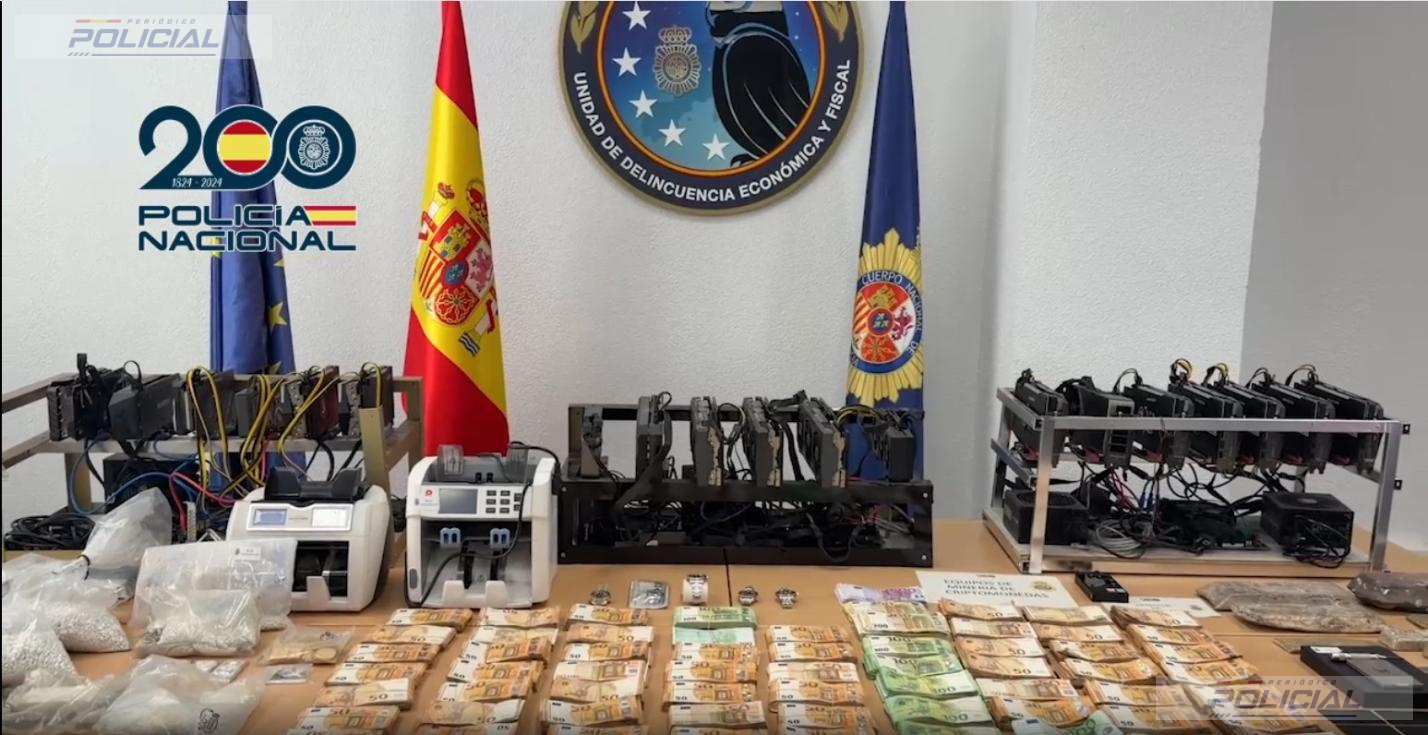 Desarticulada una organización criminal que blanqueó más de 53 millones de euros procedentes del narcotráfico mediante empresas pantalla y criptomonedas