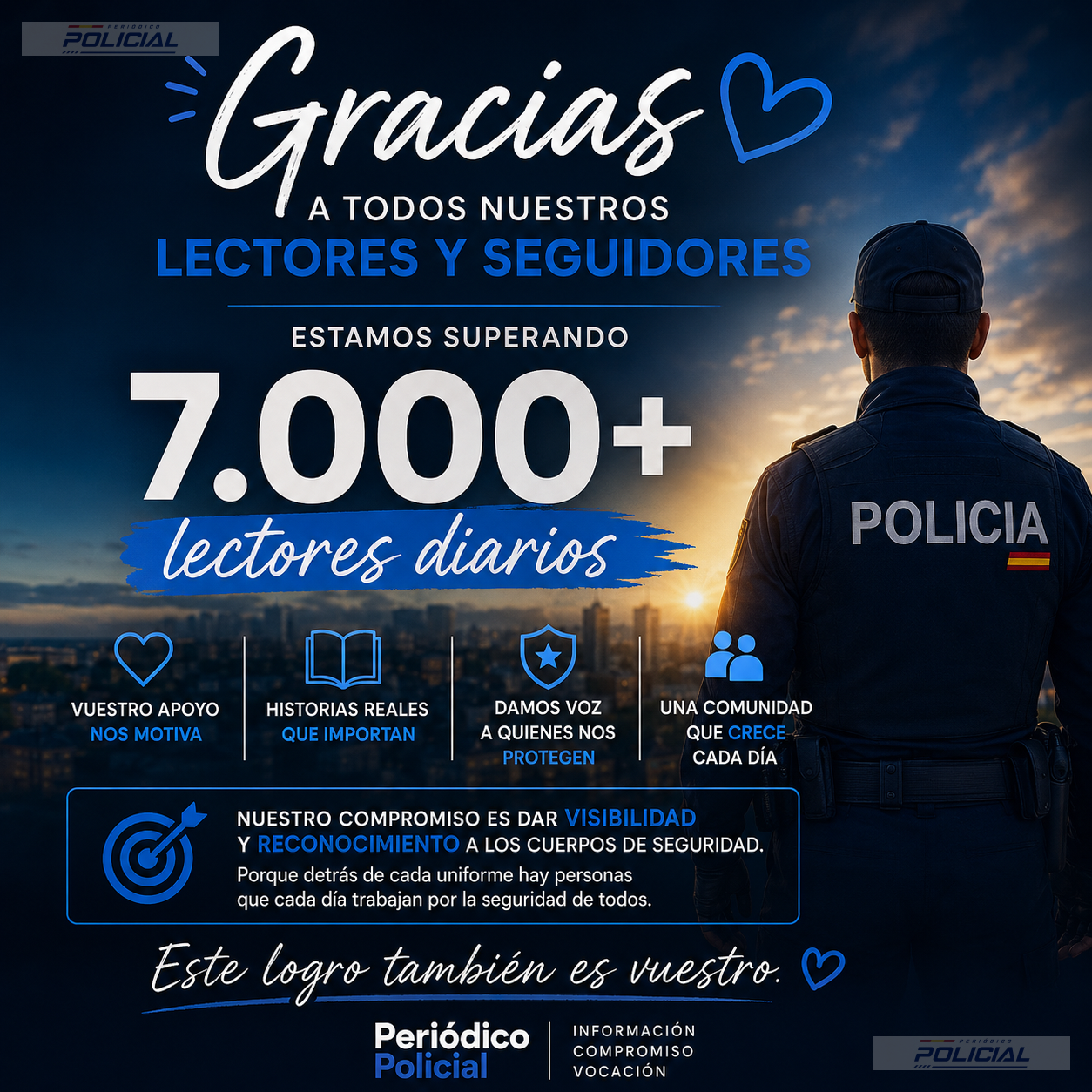 Periódico Policial supera los 7.000 lectores diarios y agradece la confianza de su comunidad