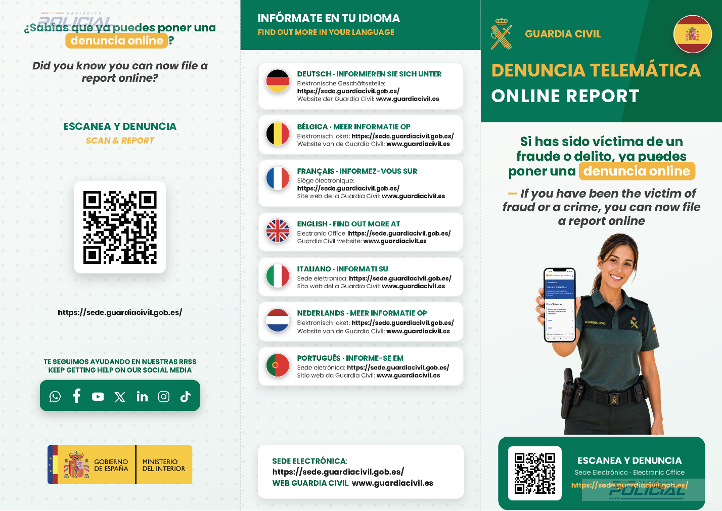 La Guardia Civil amplía la denuncia telemática a ciudadanos de la Unión Europea