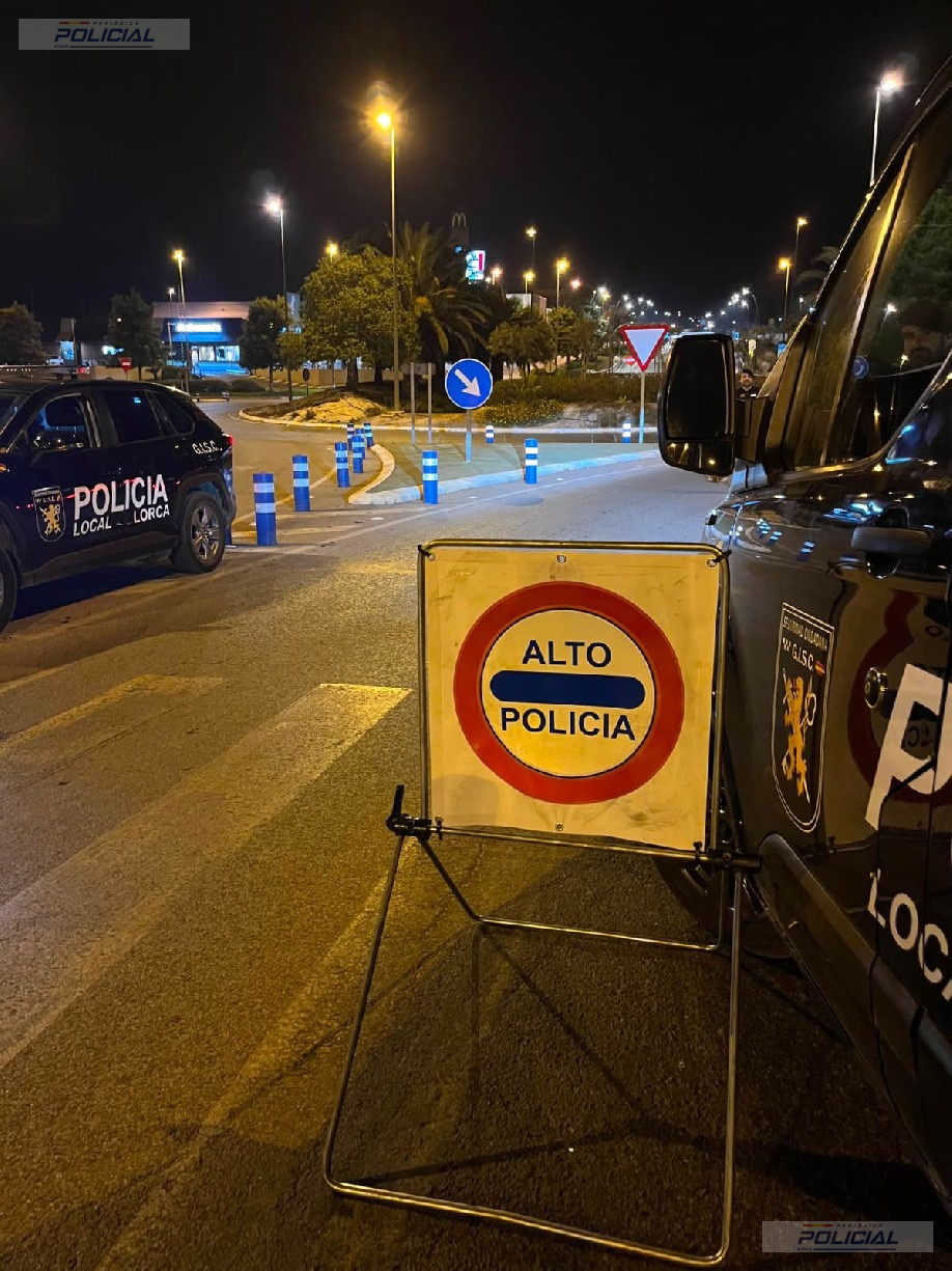 La Policía Local de Lorca realiza 139 controles de tráfico y seguridad ciudadana y detiene a seis personas