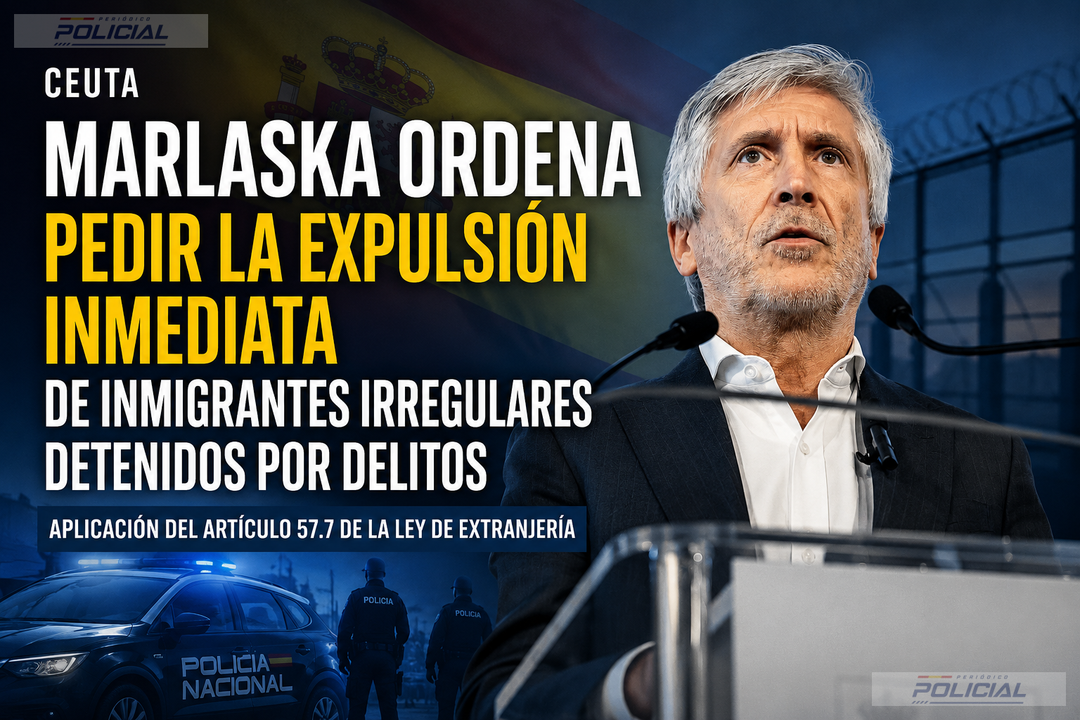 Marlaska ordena pedir la expulsión inmediata de los inmigrantes irregulares detenidos por actos delictivos en Ceuta