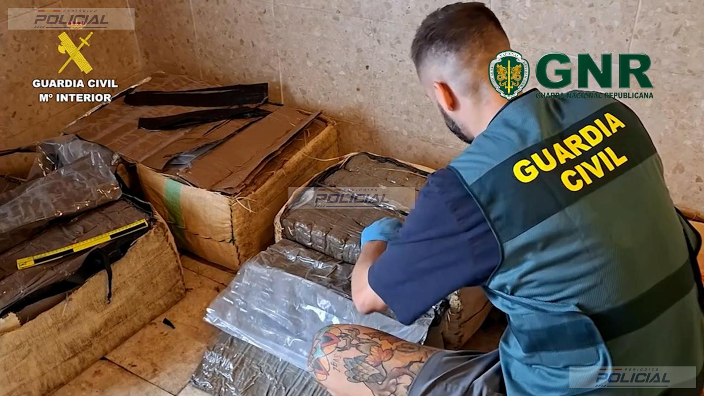 La Guardia Civil y la GNR incautan 10.600 kilos de hachís y desarticulan una organización dedicada al narcotráfico