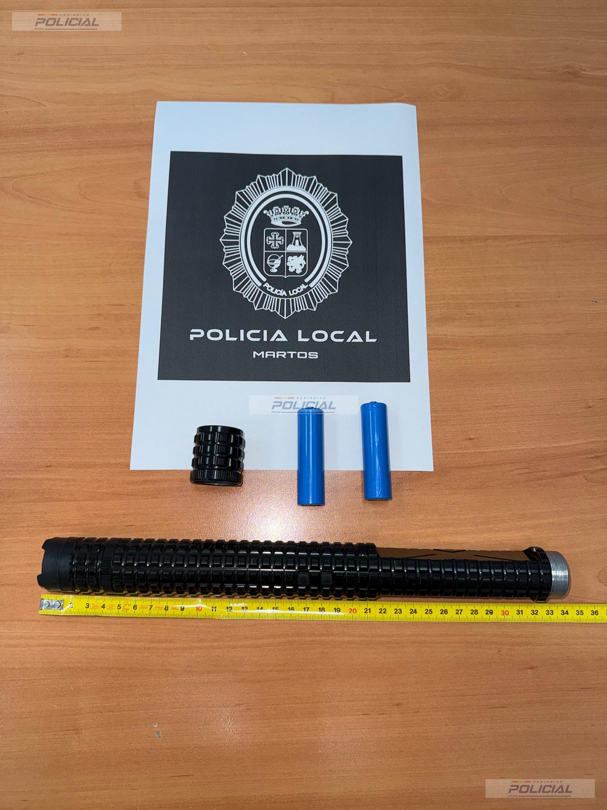 La Policía Local de Martos interviene un dispositivo eléctrico de gran potencia camuflado en una linterna