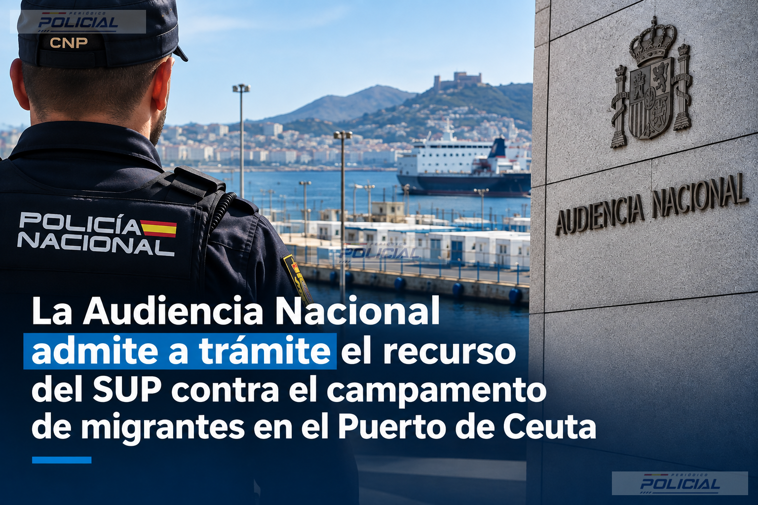 La Audiencia Nacional admite a trámite el recurso del SUP contra el campamento de migrantes en el Puerto de Ceuta