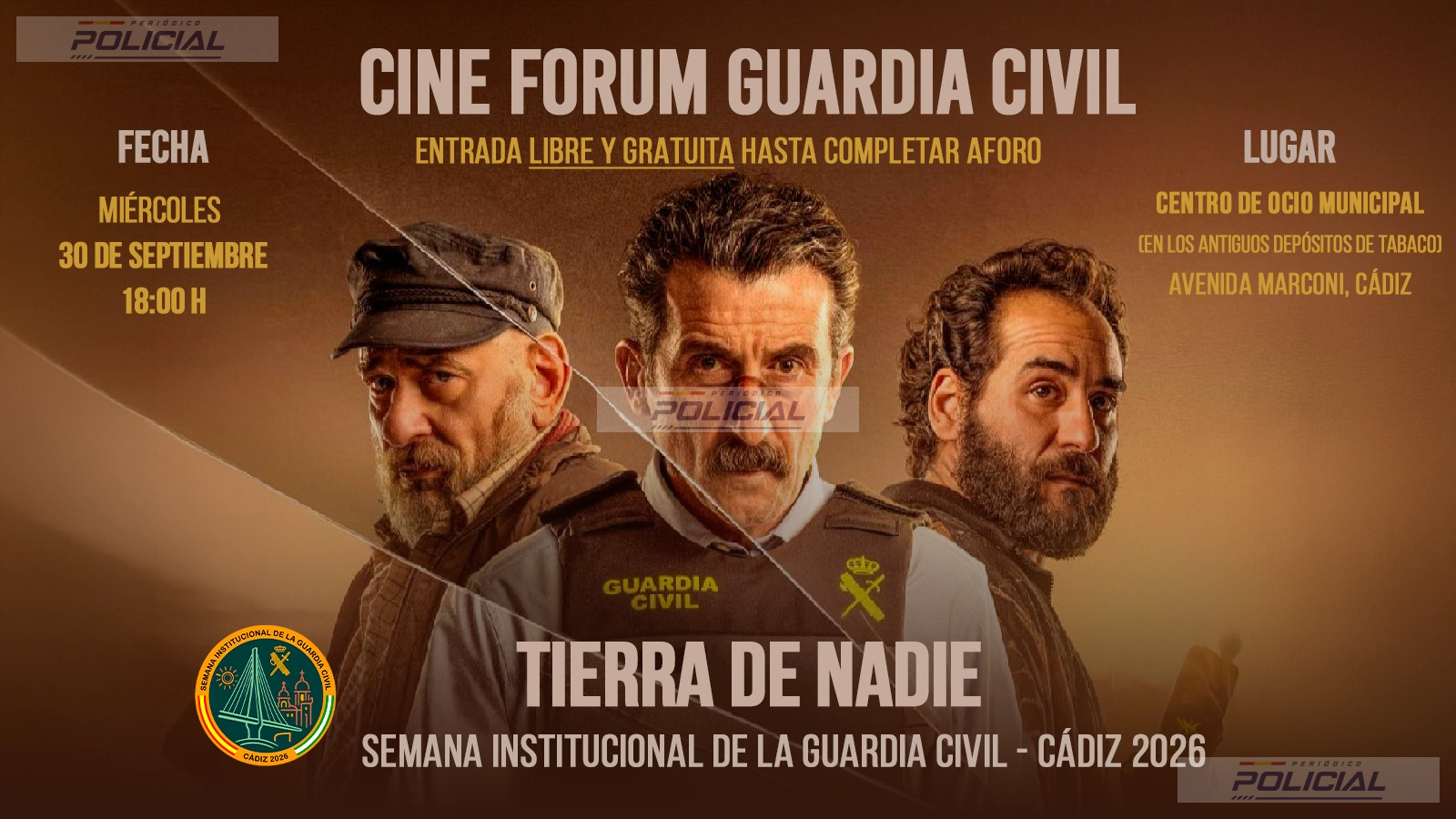 La Guardia Civil organiza en Cádiz un cinefórum sobre ‘Tierra de nadie’ con posterior mesa de debate