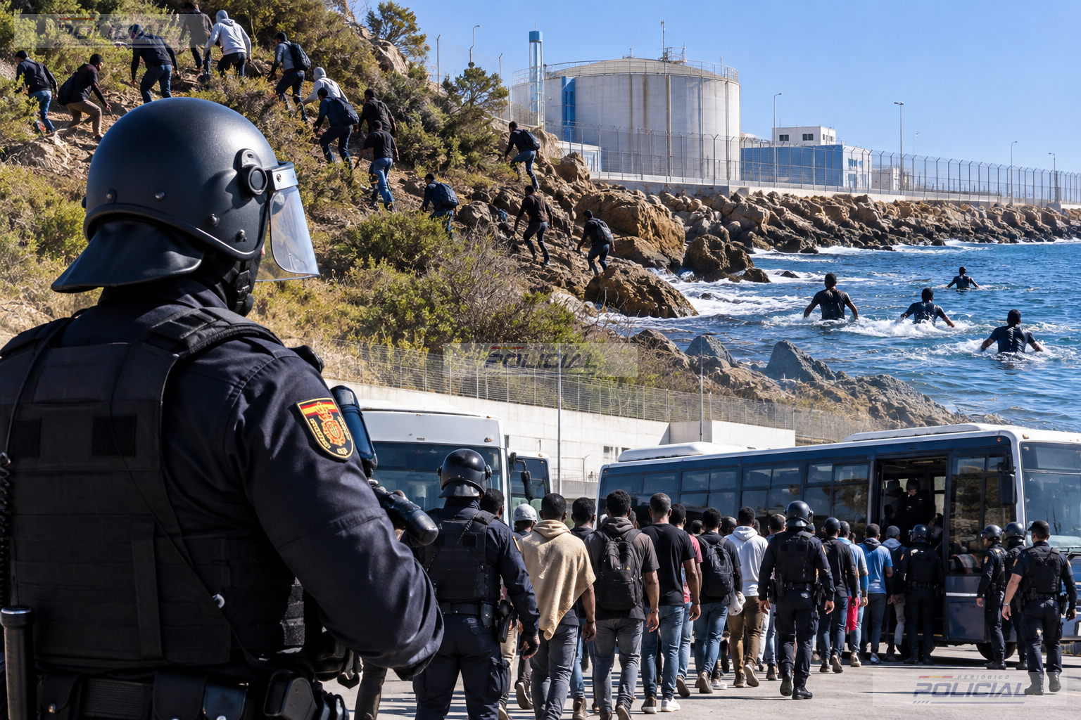 El SUP cuestiona el traslado de 300 inmigrantes en Ceuta tras la movilización de 350 policías