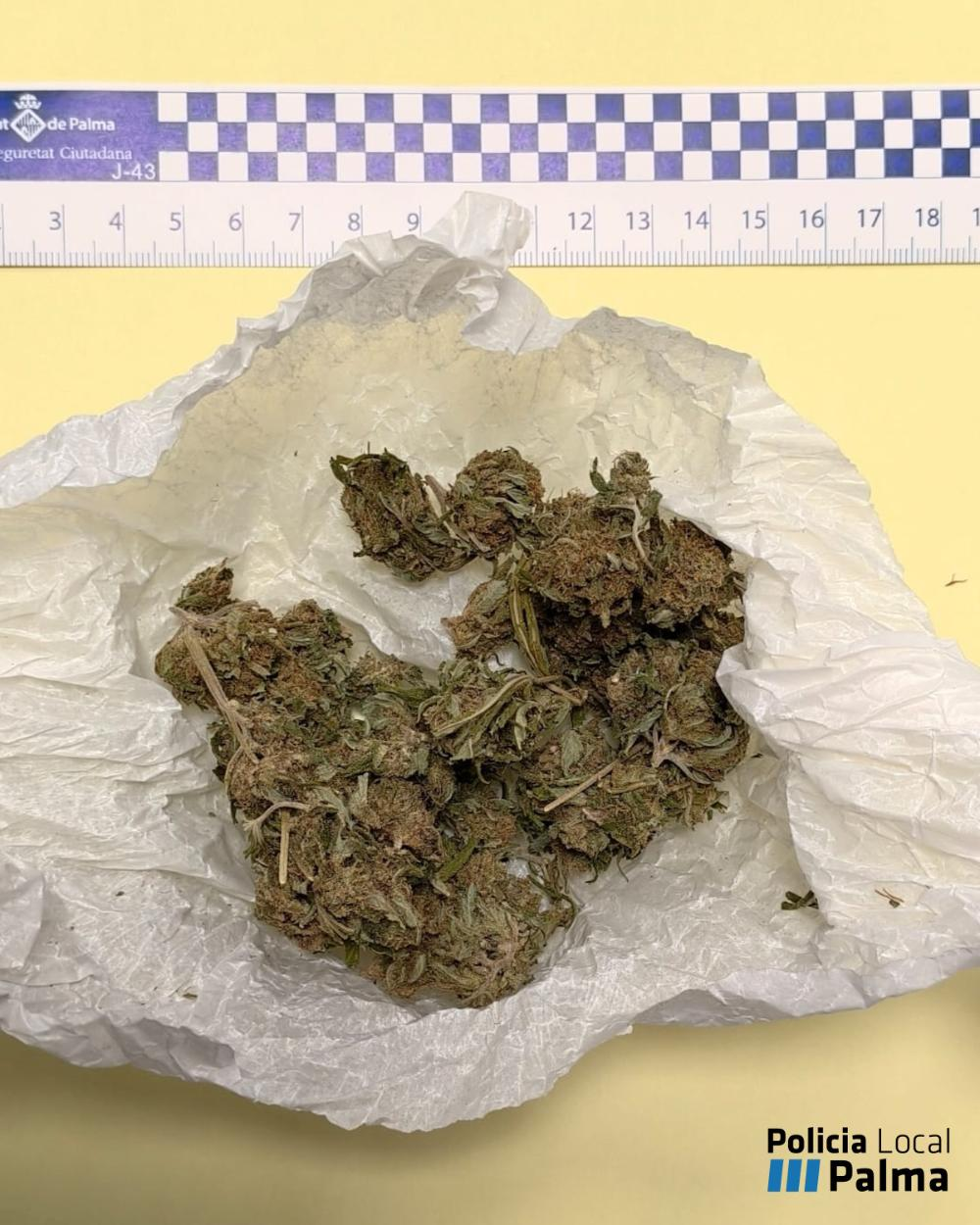 La Policía Local de Palma investiga a un motorista sin carné que llevaba distintas drogas ocultas en los pies y una navaja