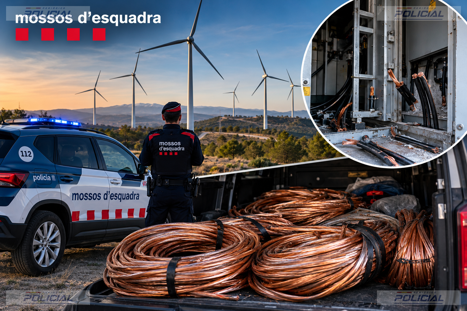 Los Mossos d’Esquadra desarticulan un grupo criminal vinculado a 12 robos de cobre en parques eólicos con pérdidas superiores a 500.000 euros