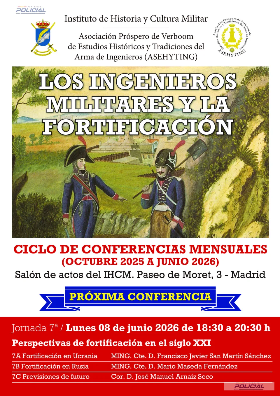 El Instituto de Historia y Cultura Militar acogerá una nueva jornada del ciclo “Los Ingenieros Militares y la Fortificación”