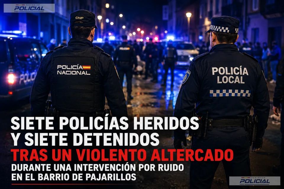 Siete policías heridos y siete detenidos tras un violento altercado durante una intervención por ruidos en el barrio de Pajarillos